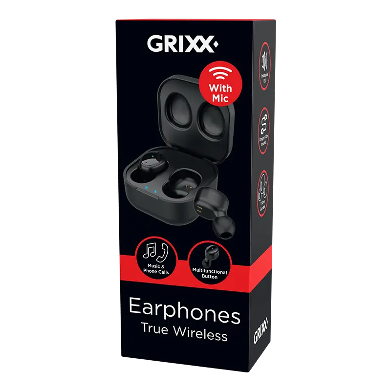 Grixx, In-ear, True Wireless Stereo, met oplaadcase