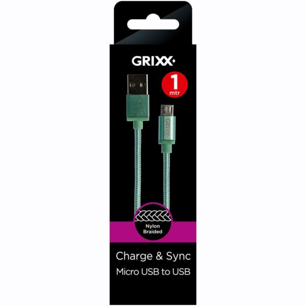 Grixx Kabel Micro USB naar USB 1 meter Groen 2D