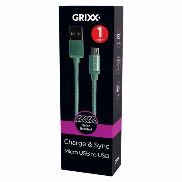 Grixx Kabel Micro USB naar USB 1 meter Groen 3D