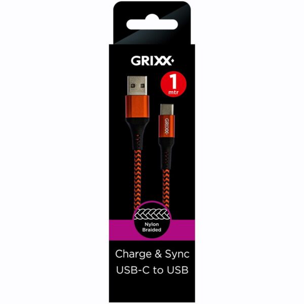 Grixx Kabel USB-C naar USB 1 meter Rood-Zwart 2D