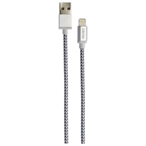 Grixx, Lightning to USB-A Cable MFI Certified, Grey White, 3 meters
