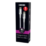 Grixx, USB-C naar USB-C Kabel, PD 20W, 1 meter