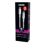 Grixx, USB-C naar USB-C Kabel, PD 20W, 2 meter