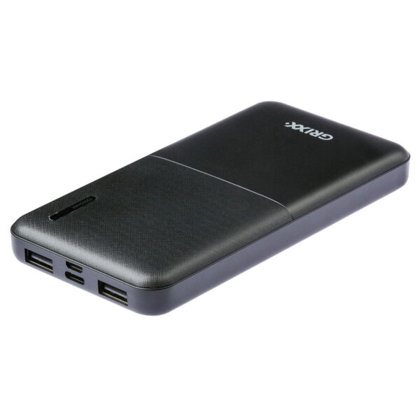 Grixx Powerbank 10000mAh met Micro USB en USB-C Poort Zwart